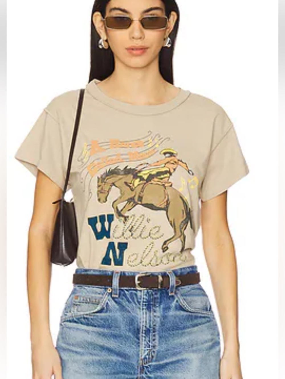 Daydreamer Willie Nelson Horse Called Music Reverse Girlfriend Tee NWT - Picture 3 of 16